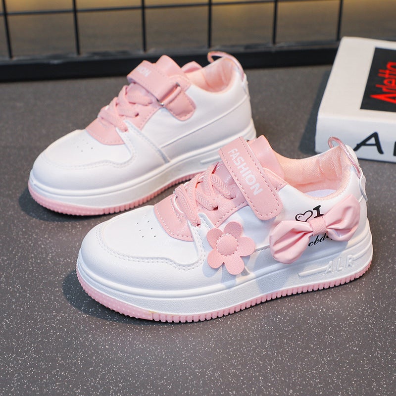 Girls' Shoes 2025 Spring & Fall New Kidsren'S White Shoes Students Lightweight Casual Sports Shoes Low-Cut Flats Shoes - Image 2