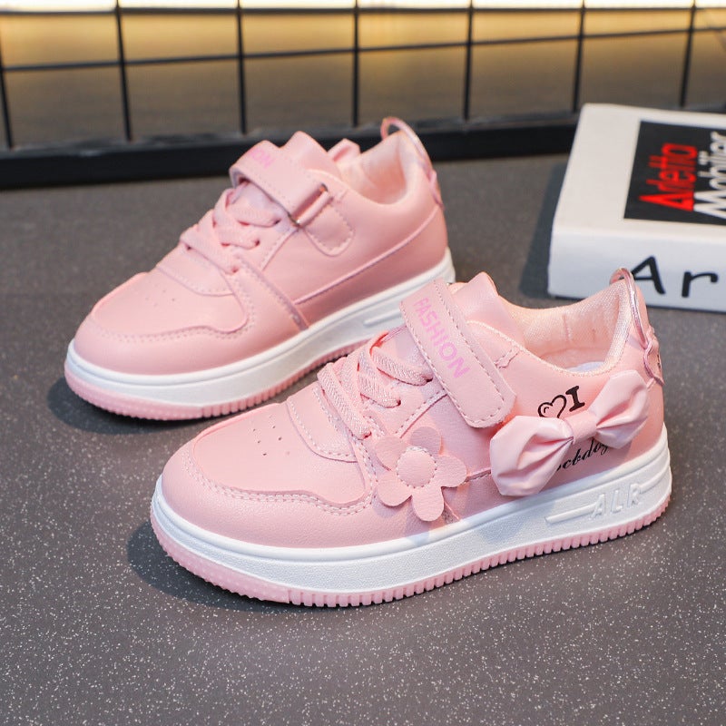 Girls' Shoes 2025 Spring & Fall New Kidsren'S White Shoes Students Lightweight Casual Sports Shoes Low-Cut Flats Shoes - Image 3