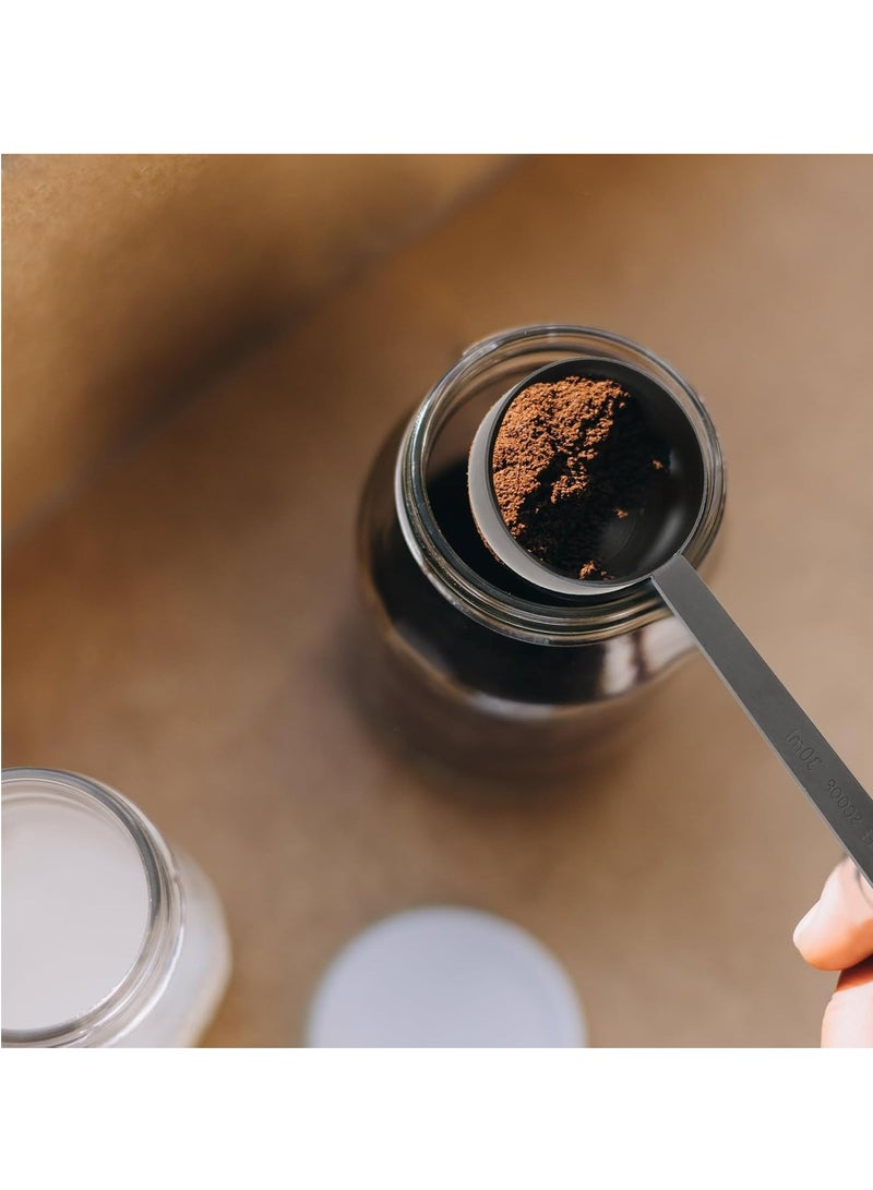 أوزيغالور ملعقة قياس فلزية ملعقات القياس مكافحة بعصا سوداء طويلة للقهوة والحليب والشاي - Image 3