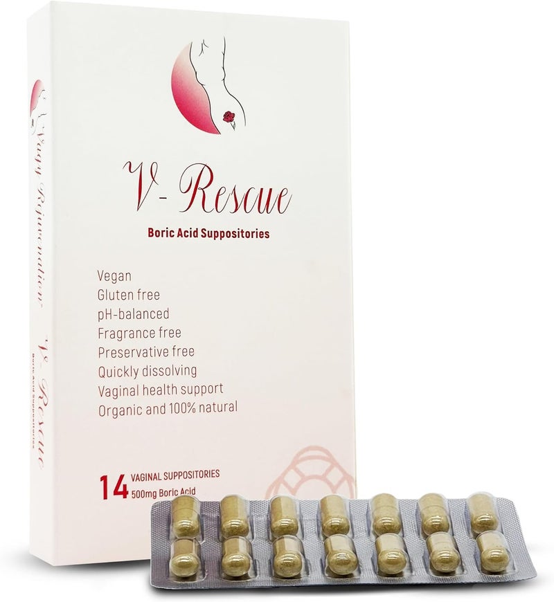 Vagy Rejuvenation تحاميل حمض البوريك 500 ملغ VRescue 14 تحاميل مهبلية صحة أنثوية - Image 1
