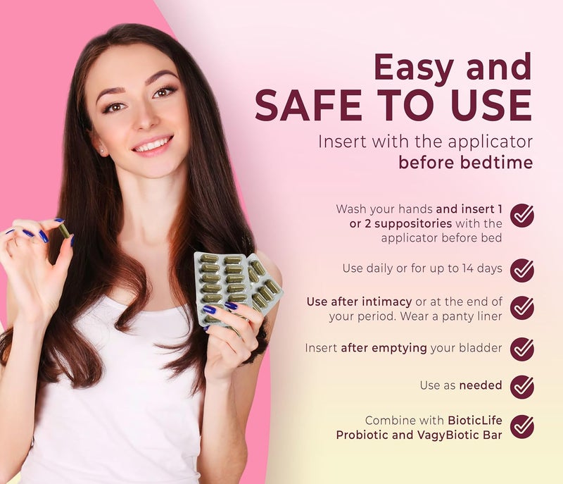 Vagy Rejuvenation تحاميل حمض البوريك 500 ملغ VRescue 14 تحاميل مهبلية صحة أنثوية - Image 4
