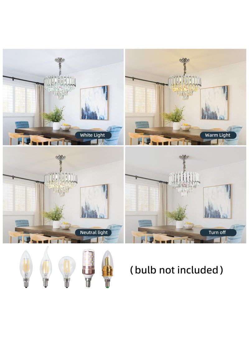 HUA QIANG WANG - Modern Crystal Chandeliers 16" Chrome Chandelier Round Crystal Pendant Light for Dining Room Living Room Bedroom Foyer - Image 1