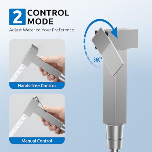 Arofa Warm Water Bidet Sprayer for Toilet with Hot and Cold Rough-in Valve, Hands-Free Handheld Jet Spray with Adjustable Water Flow, Square Toilet Sprayer with Bidet Hose for Feminine Wash - Image 3