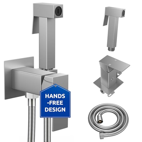 Arofa Warm Water Bidet Sprayer for Toilet with Hot and Cold Rough-in Valve, Hands-Free Handheld Jet Spray with Adjustable Water Flow, Square Toilet Sprayer with Bidet Hose for Feminine Wash - Image 1