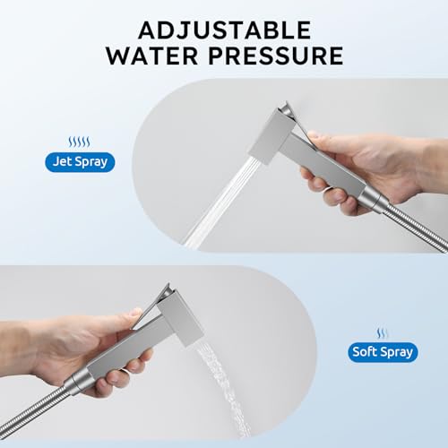 Arofa Warm Water Bidet Sprayer for Toilet with Hot and Cold Rough-in Valve, Hands-Free Handheld Jet Spray with Adjustable Water Flow, Square Toilet Sprayer with Bidet Hose for Feminine Wash - Image 5