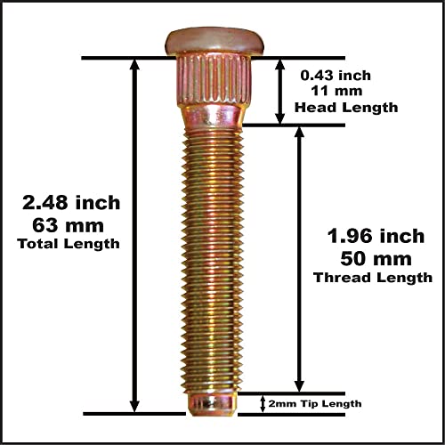 Project Innovation 63mm Total Length Long Extended Wheel Lug Studs Wheel Lug Bolts Compatible with Supra m12x1.5x63 Year 1986-1998 1 Set (Pack of 10) - Image 3