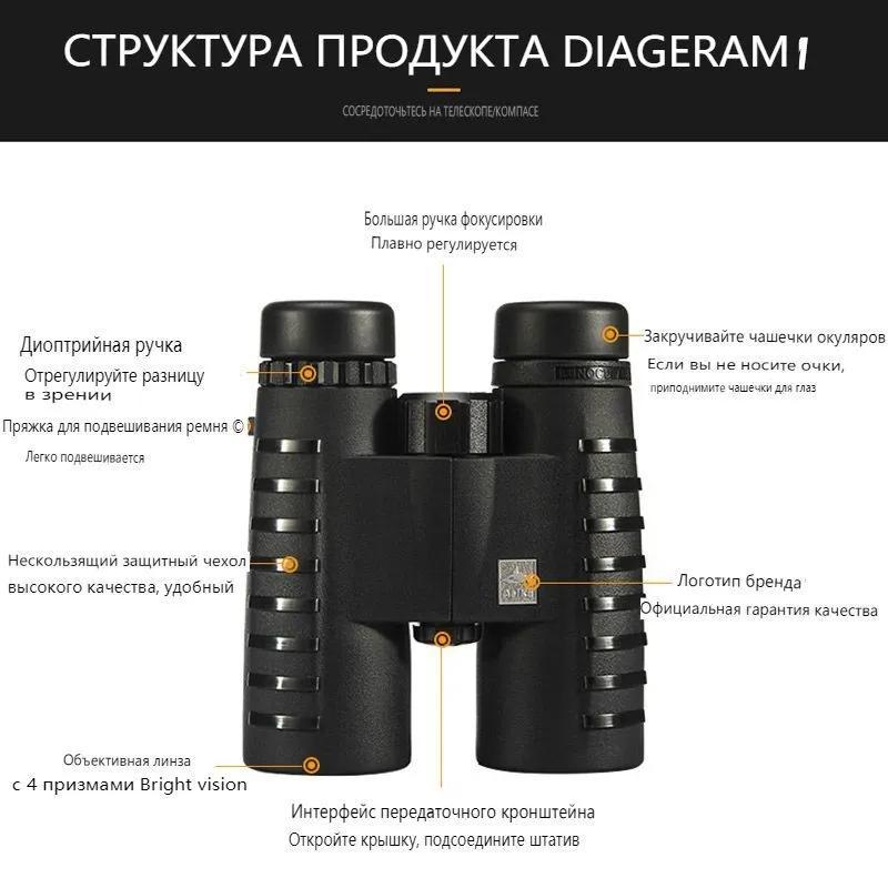 مقارنات عينية 10×42: عدسة دقة عالية مغطية بالكامل من الجوانب مع منشورات BAK-4 – مقارنات عينية منشور سقفي سوداء مطبوعة بالطماطم المقاومة للماء لرحلات الهواية الخارجية والمغامرات الصعبة ومستخدمي النظارات - Image 4