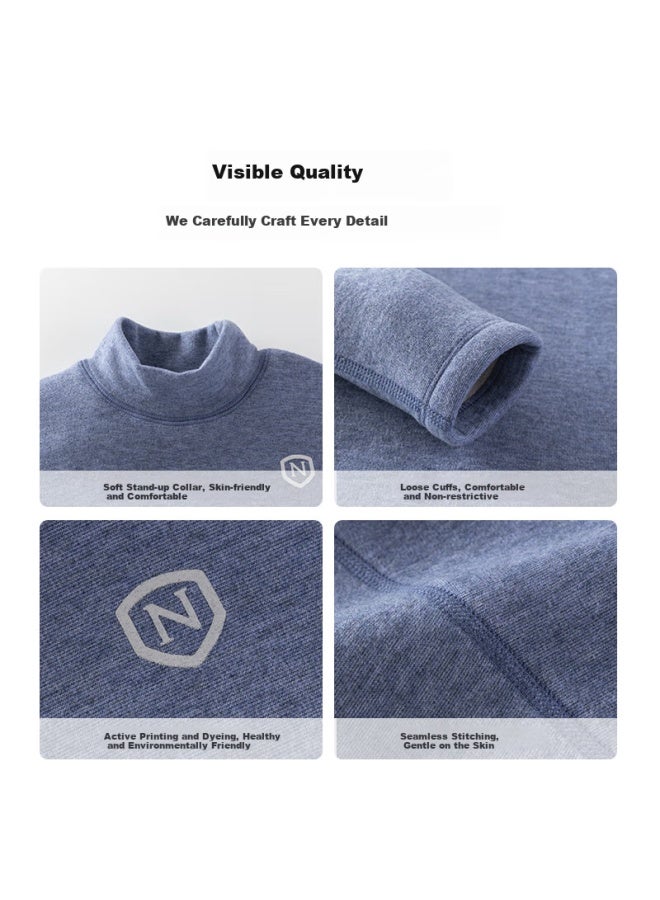 Nubiwu Children's Thermal Underwear, Girls' Autumn And Winter Thickened Top, Boys' Spring And Autumn Fleece-lined Base Layer, Autumn Clothing For Older Childre
