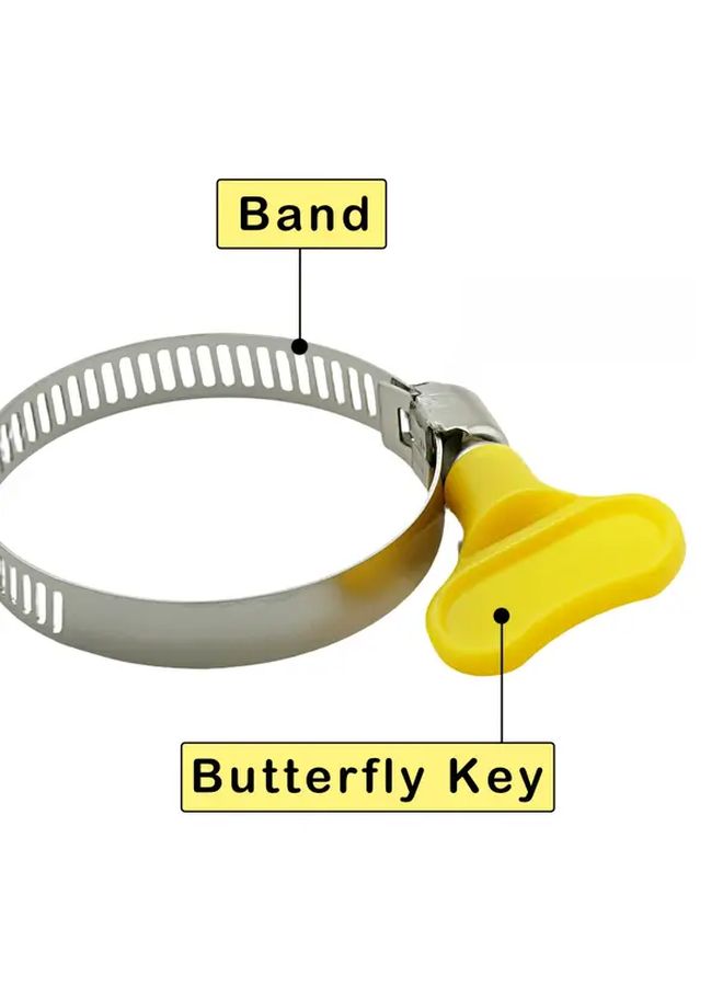 6pcs Heavy Duty Adjustable Stainless Steel Hose Clamps 16 25mm 1inch Non Slip Yellow Handle Fit Car RV Dryer Vent Plumbing Leak Proof Tube Connectors DIY Residential Outdoor - Image 2