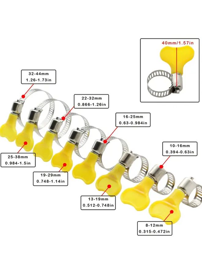 6pcs Heavy Duty Adjustable Stainless Steel Hose Clamps 16 25mm 1inch Non Slip Yellow Handle Fit Car RV Dryer Vent Plumbing Leak Proof Tube Connectors DIY Residential Outdoor - Image 4