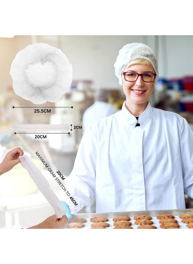 Wecolor 100 Pack 21" Disposable Nonwoven Bouffant Caps Hair Net For Hospital Salon Spa Catering And Dust-Free Workspace (White) - Image 2