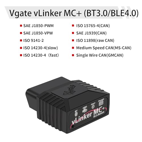 Vgate فغيت فليكر MC+ (BT3.0/BLE4.0) ماسح ضوئي OBD2 لقراءة الأكواد وأداة تشخيصية لنظام أندرويد و iOS و ويندوز، أسود - Image 3
