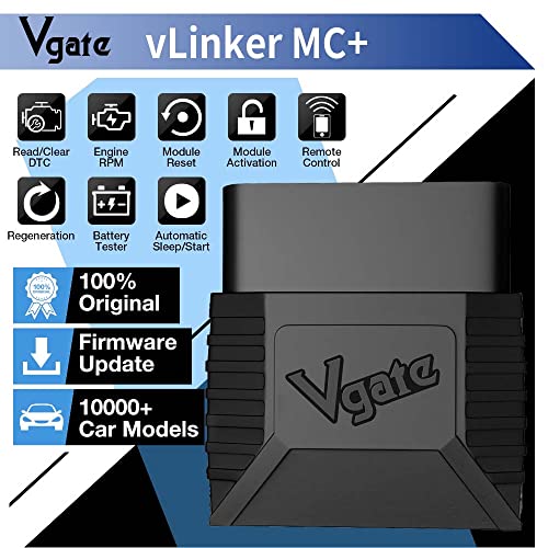 Vgate فغيت فليكر MC+ (BT3.0/BLE4.0) ماسح ضوئي OBD2 لقراءة الأكواد وأداة تشخيصية لنظام أندرويد و iOS و ويندوز، أسود - Image 5
