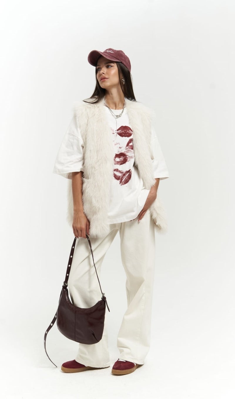 Mai Collection Plush Beige Vest  - Image 1