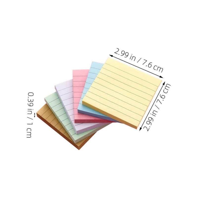 6Pcs Adhesive Tearable Note Pads Colorful Memo Stickers for Office School Home Use - Image 3