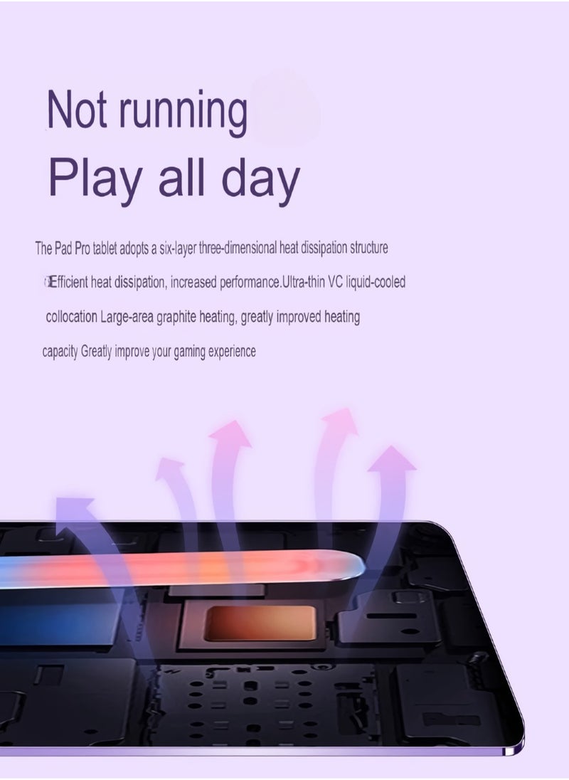 AROAQ Pad Pro Tablet Computer, 5G Full Network Android Pad, High Performance Octa Core Processor Dual Camera Student Learning Tablet For Entertainment Gaming Learning, (1pc, Purple, 16GB RAM 1TB ROM)  - Image 4