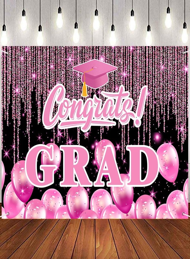 INNORU Congrats Grad Graduation Backdrop Banner, Graduation Photography Backdrop Poster Durable Fabric So Proud of You Finally Done Banner Graduate Party Decorations Photo Booth Props 6x4ft Pink - Image 5