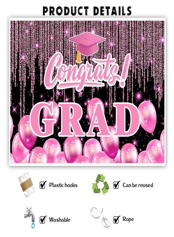 INNORU Congrats Grad Graduation Backdrop Banner, Graduation Photography Backdrop Poster Durable Fabric So Proud of You Finally Done Banner Graduate Party Decorations Photo Booth Props 6x4ft Pink - Image 3