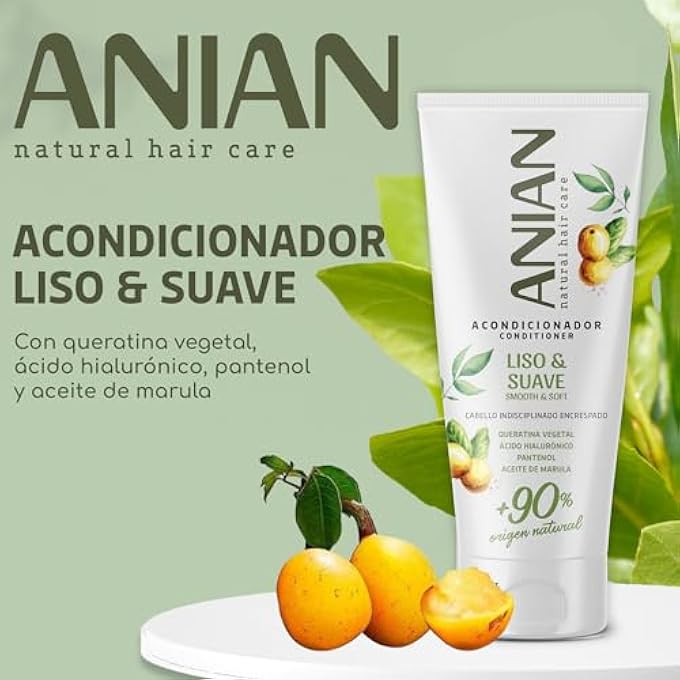 ANIAN SMOOTH AND SOFT CONDITIONER 250ML FOR DISCIPLINED AND FRIZZY HAIR, SHINE AND MOISTURE FOR HAIR, WITH MARULA OIL, VEGETABLE KERATIN AND HYALURONIC ACID - Image 2