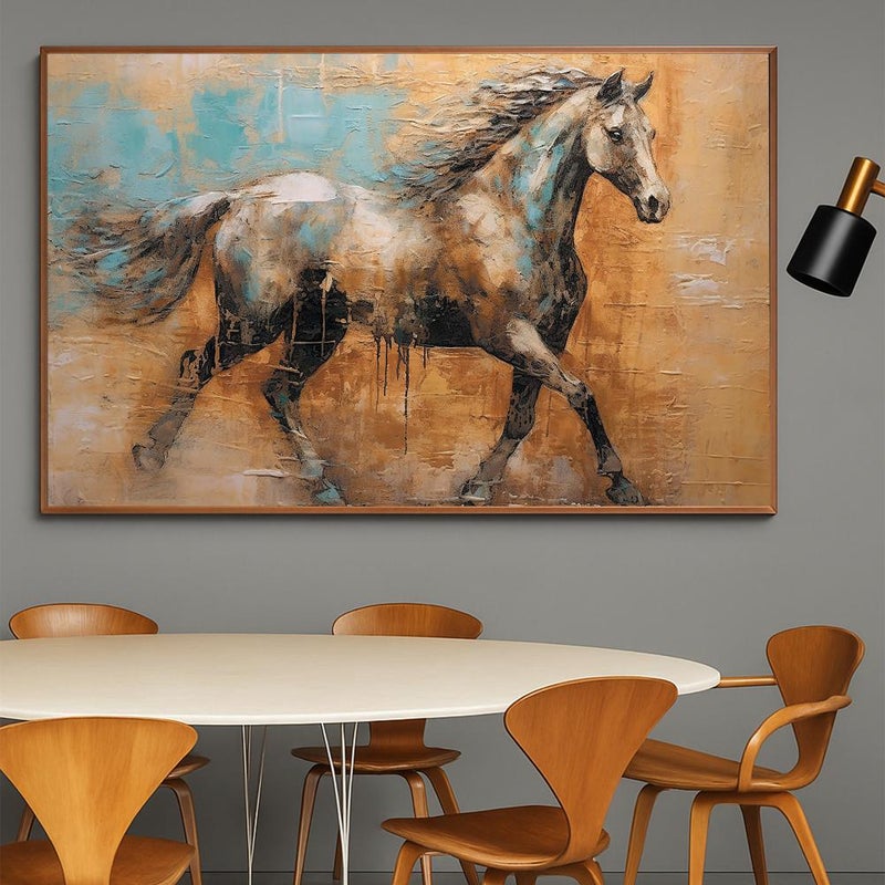 Marktna One canvas print of a horse design with a hollow frame, measuring (90×60) - Image 2