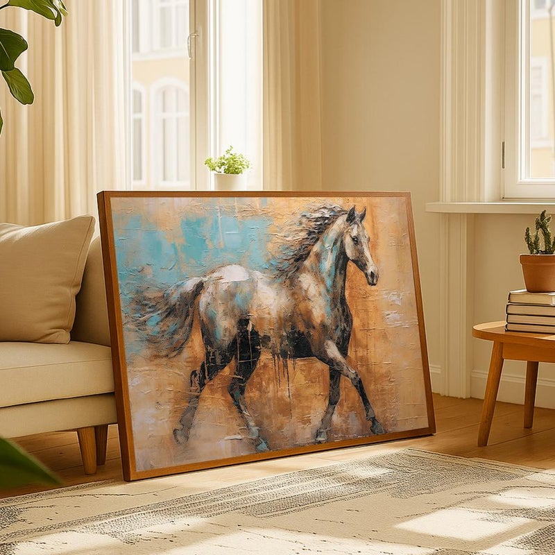 Marktna One canvas print of a horse design with a hollow frame, measuring (90×60) - Image 3