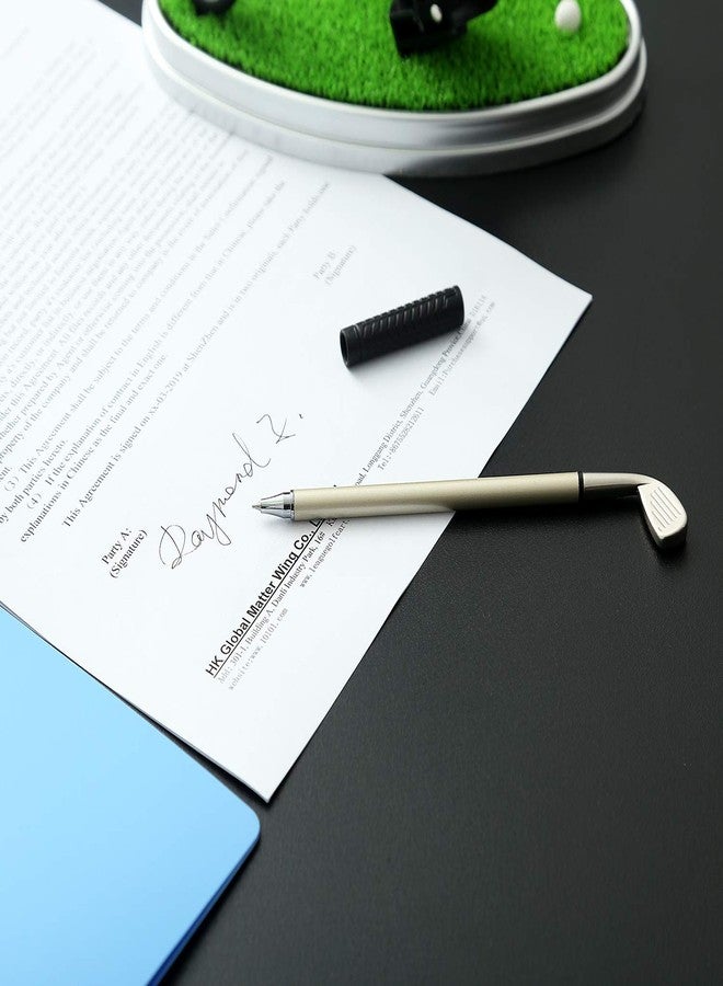 10L0L Golf Pen Holder with Clock Unique Gifts for Men, Mini Desktop Holder, Compatible with Enthusiasts Funny Business Gifts Includes Pen Set of 2 Office Desk Accessories- White - Image 5