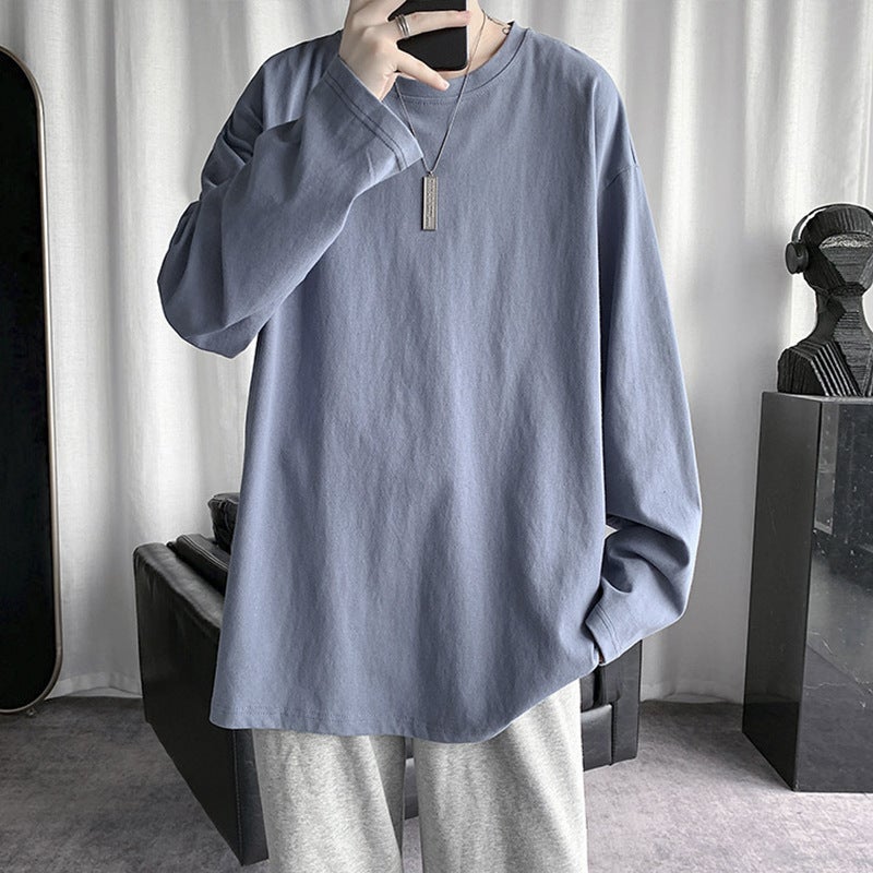 Colors Long-Sleeved T-Shirt Men'S Ins Fashionable All-Match Cotton T-Shirt Stacked Inner Base Shirt Pink Top - Image 4