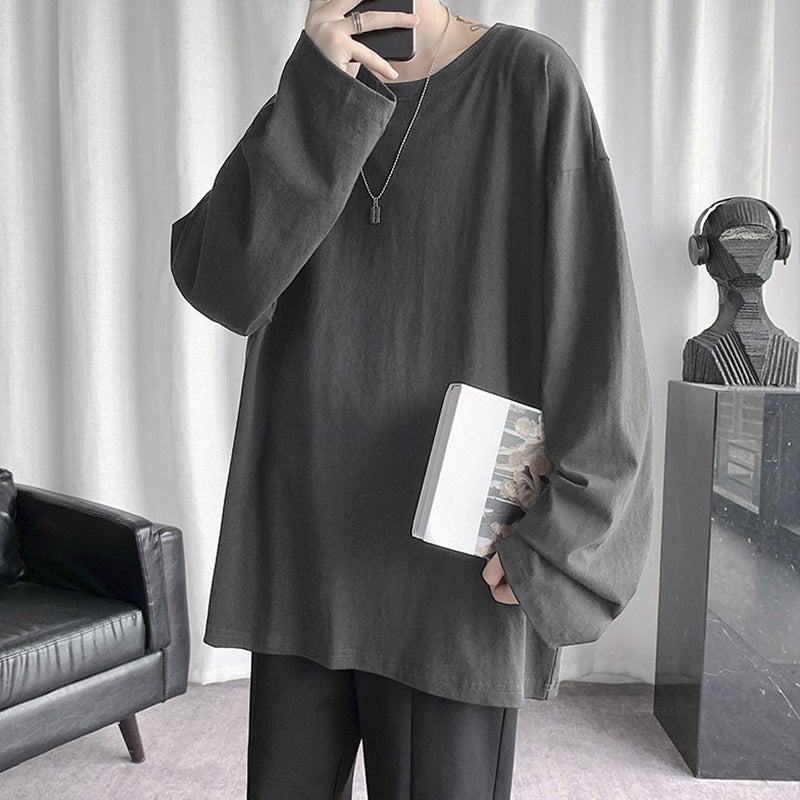 Colors Long-Sleeved T-Shirt Men'S Ins Fashionable All-Match Cotton T-Shirt Stacked Inner Base Shirt Pink Top - Image 1