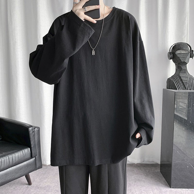 Colors Long-Sleeved T-Shirt Men'S Ins Fashionable All-Match Cotton T-Shirt Stacked Inner Base Shirt Pink Top - Image 3