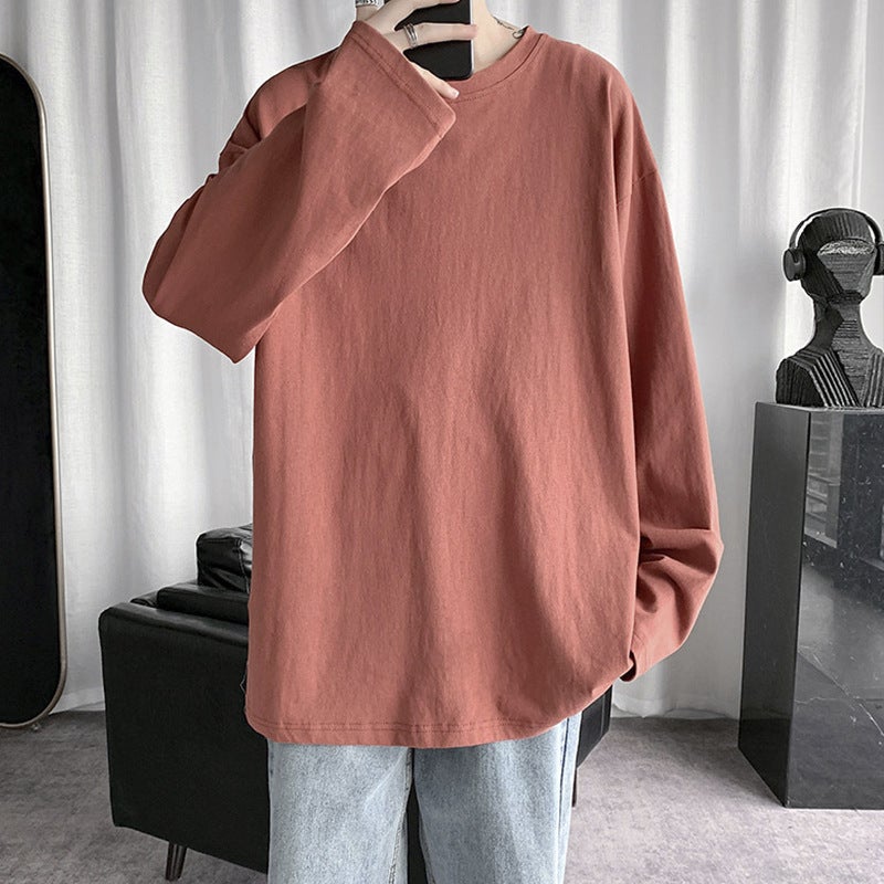 Colors Long-Sleeved T-Shirt Men'S Ins Fashionable All-Match Cotton T-Shirt Stacked Inner Base Shirt Pink Top - Image 5