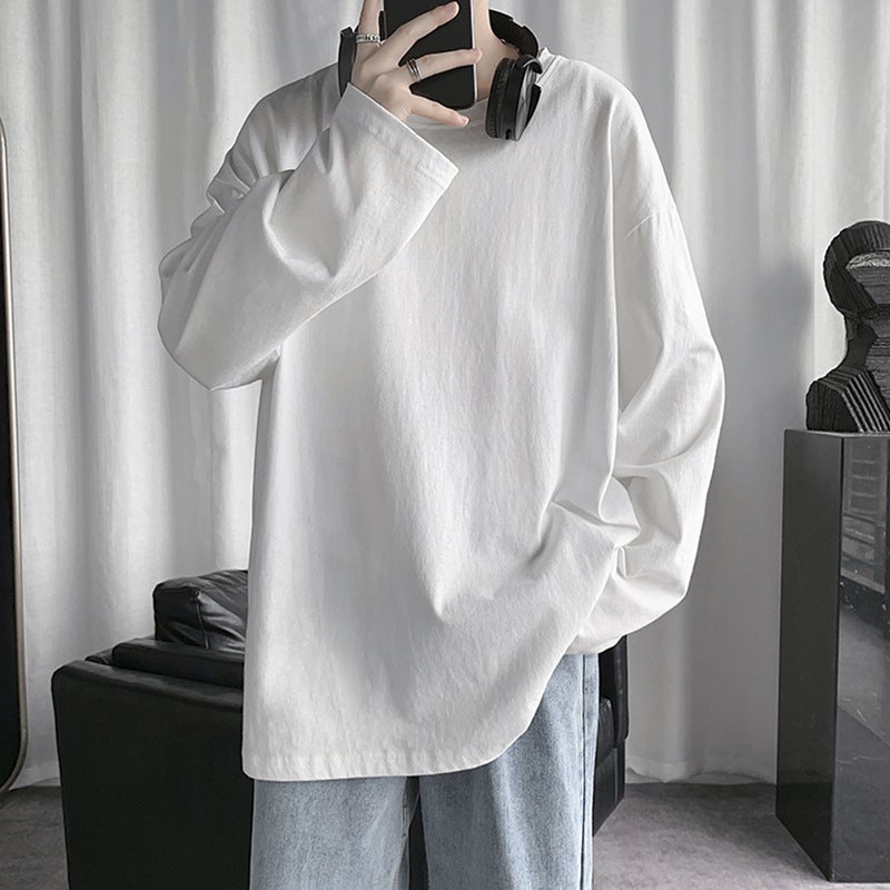 Colors Long-Sleeved T-Shirt Men'S Ins Fashionable All-Match Cotton T-Shirt Stacked Inner Base Shirt Pink Top - Image 2