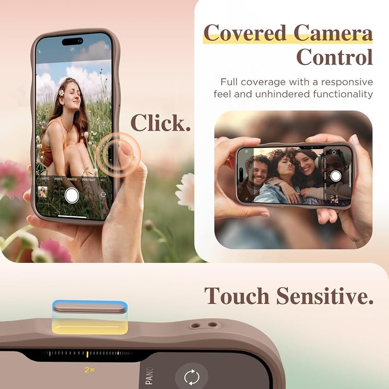 GVIEWIN for iPhone 17 Pro Max Case Compatible with MagSafe 【Curly Wave Edge】【Full Camera Protection】 Floral Translucent Shockproof Magnetic Women Phone Case for 17 Pro Max, Floratopia/Brown - Image 5