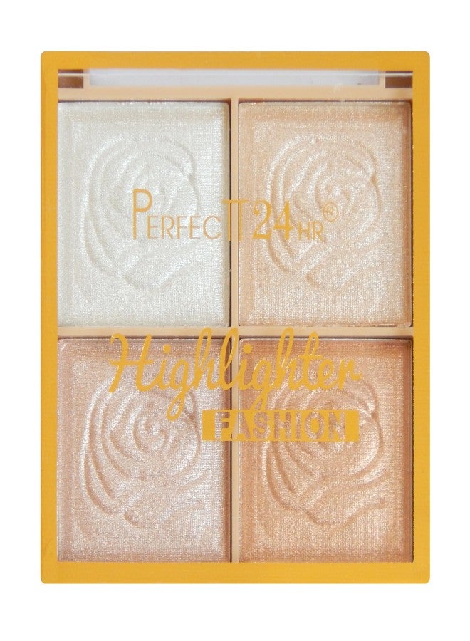 FIRSTZON Perfect 24hr Blush and Highlighter Palette- 4-color Metallic Shimmer Shadow Powder, Illuminator Makeup Set for Shading, Highlighting & Defining the Face (SHADE A) - Image 2