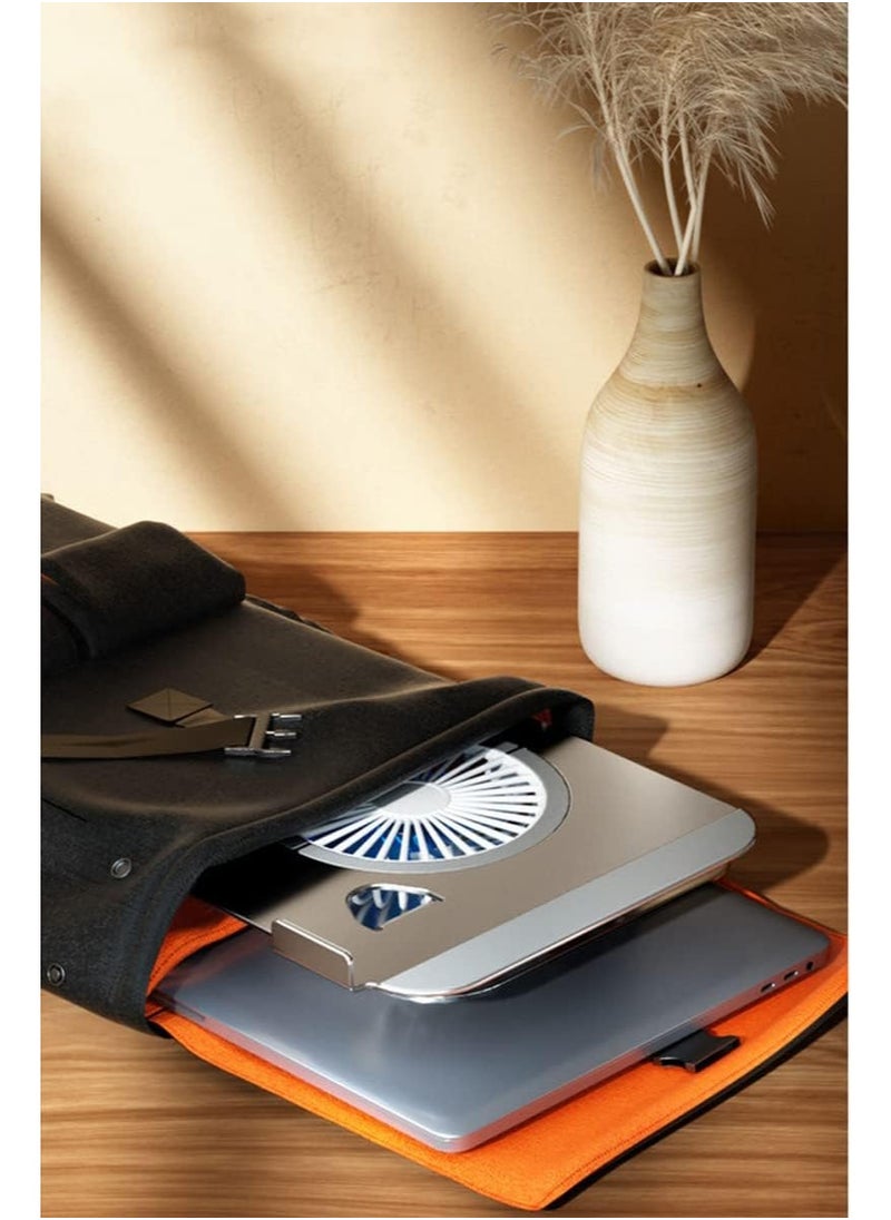Generic Adjustable Laptop Stand with Cooling Fan – 360° Rotating Base and Height Up to 25 cm – Aluminum Support for 10 to 17 Inch Laptops  - Image 2