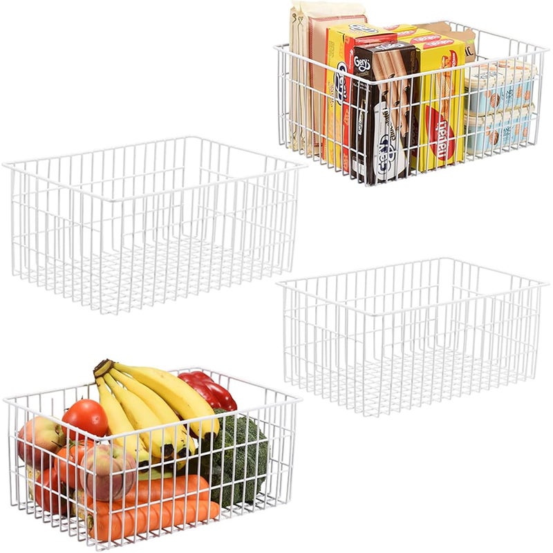 Orgneas Freezer Organizer Bins, Upright Freezer Basket Drawer Organizer Bins, Better Air Circulation Metal Wire Storage Container Bin For Chest Deep Freezers, Easy Sort & Get Food, 2 Large 2 Medium - Image 1
