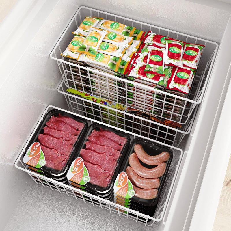 Orgneas Freezer Organizer Bins, Upright Freezer Basket Drawer Organizer Bins, Better Air Circulation Metal Wire Storage Container Bin For Chest Deep Freezers, Easy Sort & Get Food, 2 Large 2 Medium - Image 4