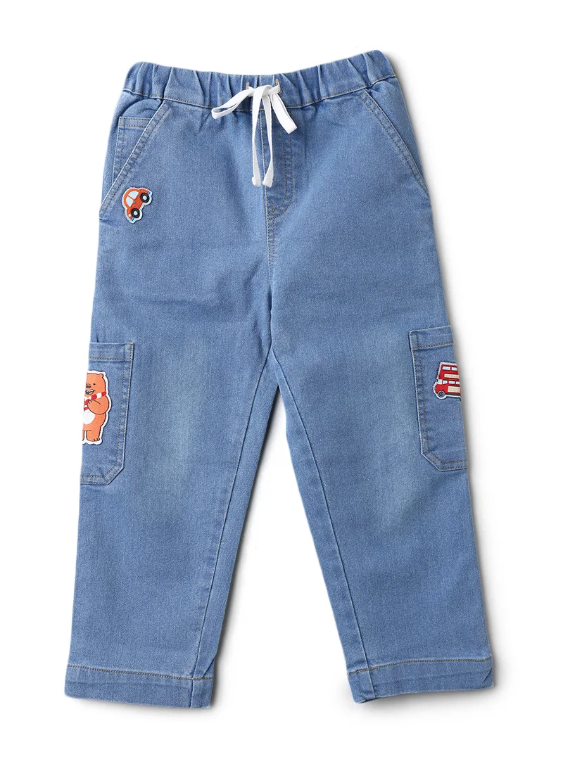 Nautinati Boys’ Denim Jeans| Animal and Car Badge |Jeans for 1-5 Years