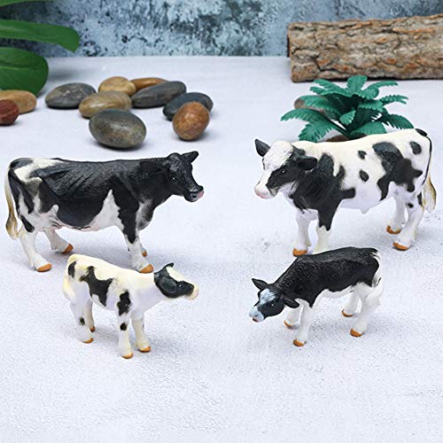 DOYIFUN Realistic Farm Cow Model Figures Toy Set 4pcs Cow Statues Family Figurines Collection Playset Farm Meadows Pasture Preschool Educational Learn Cognitive Toys - Image 5