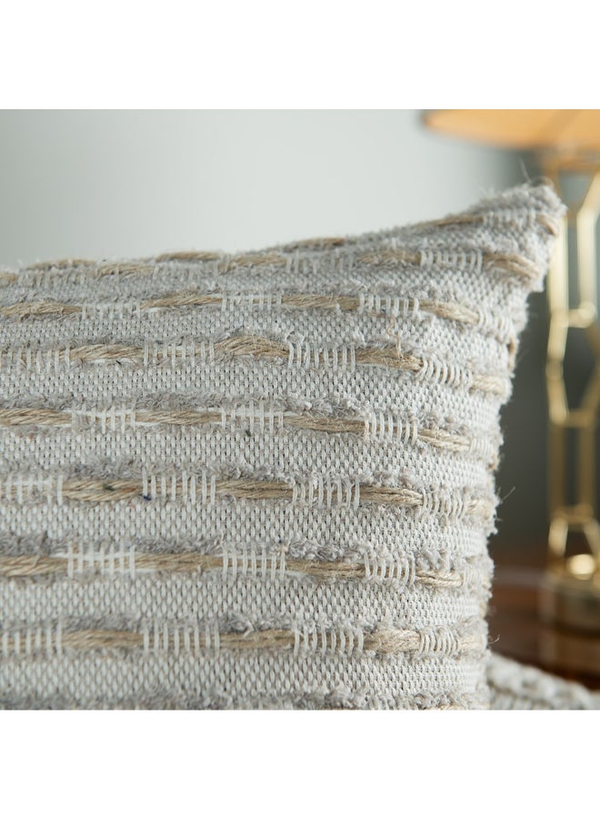 Belchior Concept Design Handmade Jacquard Decorative Cushion White and Beige 50 x 50 cm 472519 - Image 3