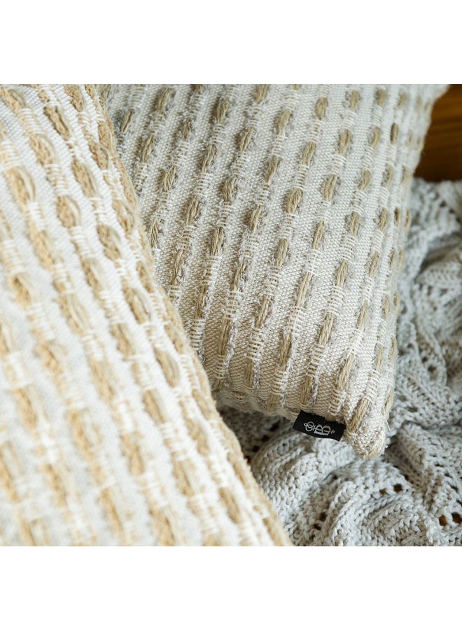 Belchior Concept Design Handmade Jacquard Decorative Cushion White and Beige 50 x 50 cm 472519 - Image 5