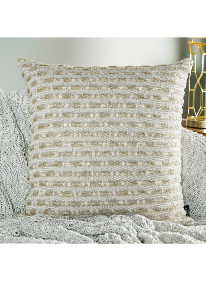 Belchior Concept Design Handmade Jacquard Decorative Cushion White and Beige 50 x 50 cm 472519 - Image 2