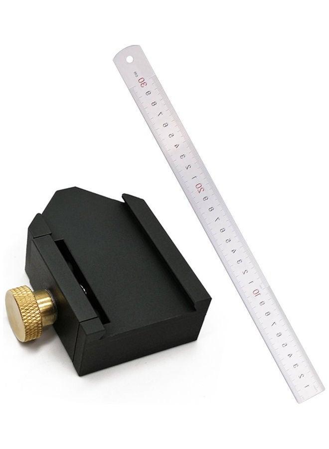 NIBEMINENT Aluminum Alloy Angle Positioning Ruler With Block Silver/Black  - Image 1