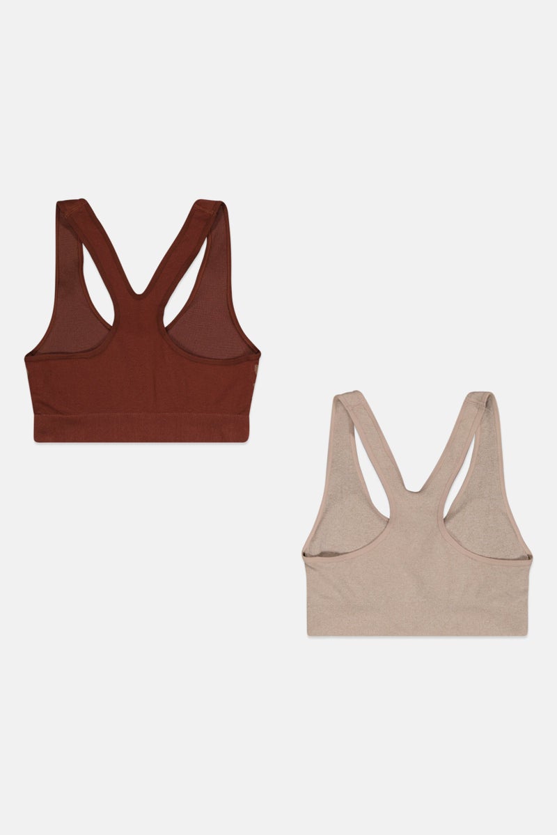 Real Women 2 Pieces Padded Printed Bra, Brown - Image 2