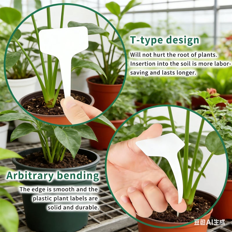 220 Pcs White T-Type Plant Labels, 6×10cm PVC Waterproof Garden Tags, Reusable Nursery Markers for Flowers, Vegetables, Potted Plants - Image 3