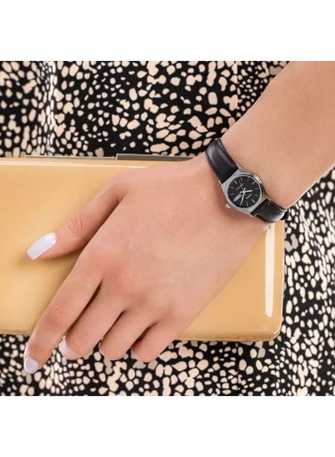 CASIO Analog Women’s Watch LTP-V006L-1B2UDF, 25 mm Black Dial, Stainless Steel Case, Black Leather Band, Water Resistant - Image 5