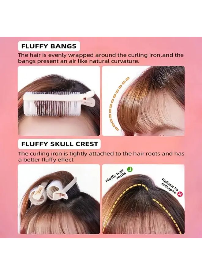 Pink Hair Curler Set 2pcs Manual Volumizing Styling Tools No Damage Clips For All Hair Types - Image 3
