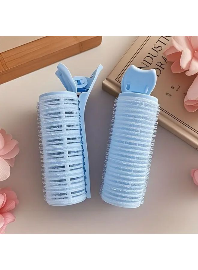 Pink Hair Curler Set 2pcs Manual Volumizing Styling Tools No Damage Clips For All Hair Types - Image 1