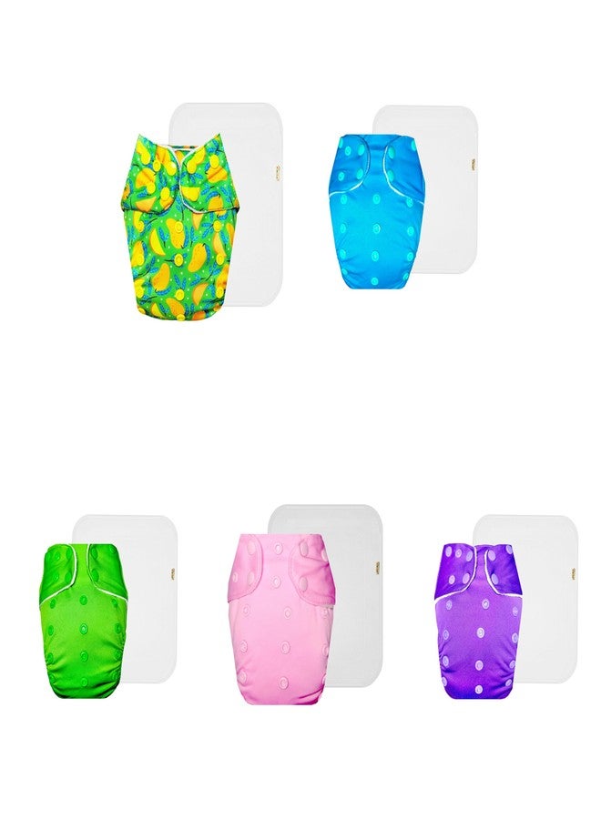 حفاضات دمبلدو القماشية الممتازة مع حشوة قطنية (عبوة من 5) | مضادة للحساسية | تسمح بمرور الهواء | أزرار كبس قابلة للتعديل | ضرورية للاستخدام اليومي | من 3 أشهر إلى 3 سنوات | مناسبة للجنسين - Image 1