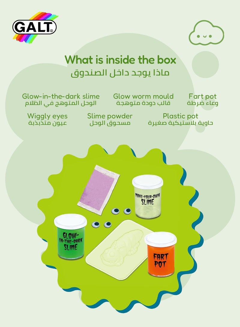 Galt Toys Slippery Slime Kit | Make-Your-Own Slime & Glow Worm Mould | Fun Science Activity for Kids | Glow-in-the-Dark Slime | Ages 5+ | 13.99 x 6.5 x 21.48 cm | 3 Pcs Included - Image 5