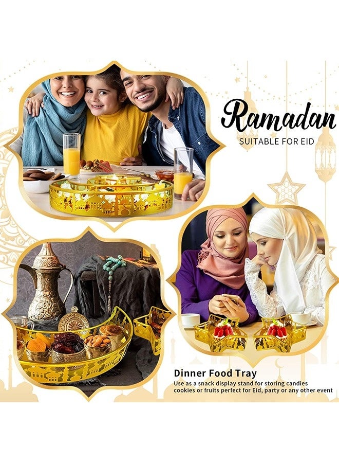 نيبمينينت أطباق زينة رمضان من الحديد، صينية شهر رمضان بشكل قمر ونجمة، وعاء حلوى لتقديم الحلويات والوجبات الخفيفة، مجموعة أدوات تزيين منزلية لحفلات رمضان.  - Image 2